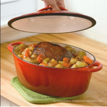 Cast Iron Enamel Oval Dutch Oven Casserole With Lid